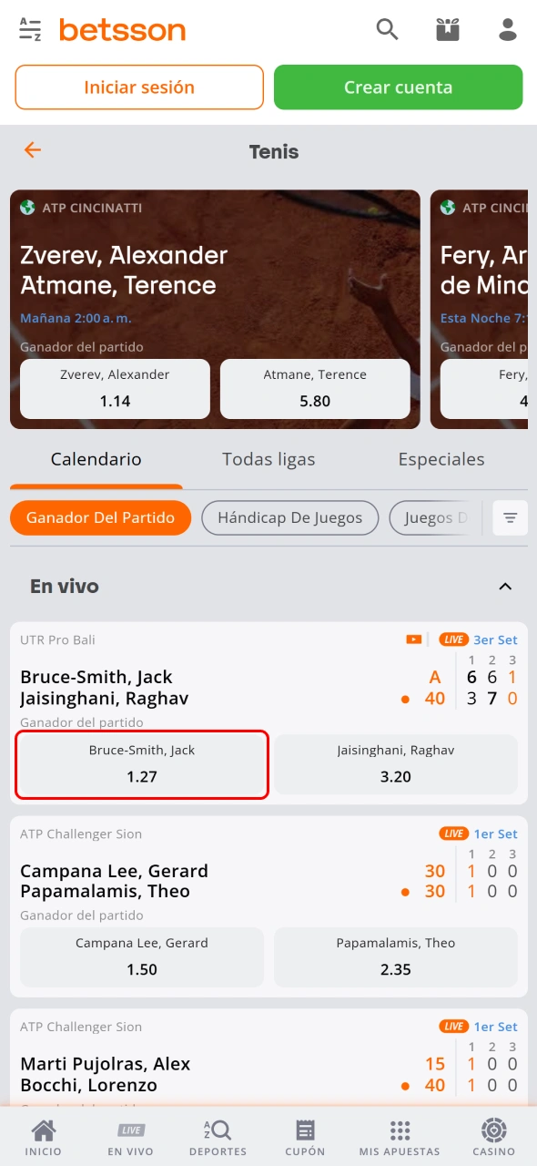Añade tu selección al boleto de apuestas desde la App Betsson.