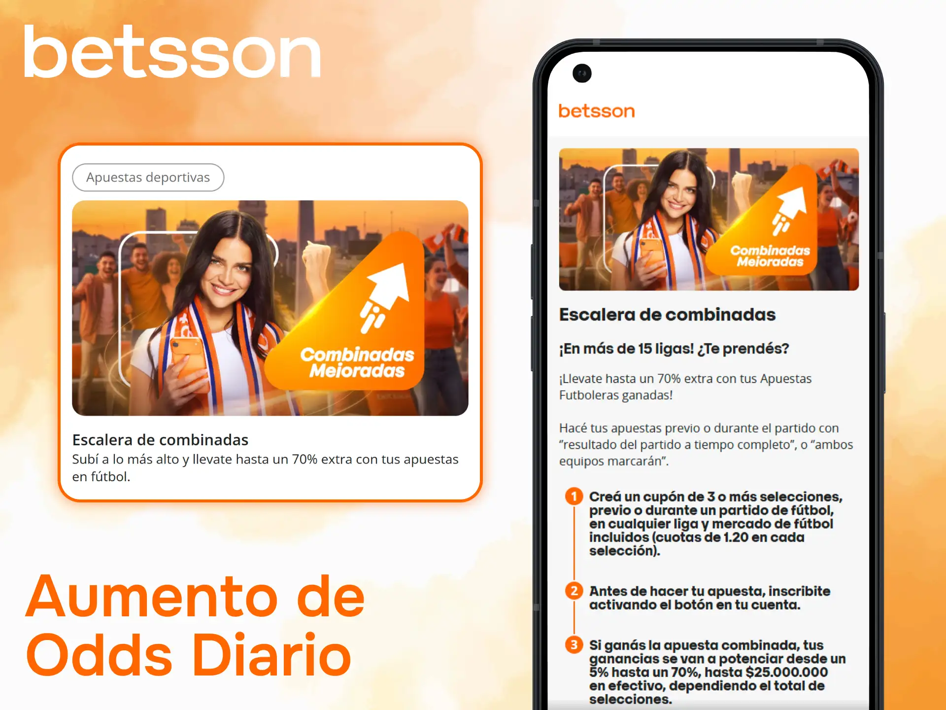 Descubre el aumento diario de odds mediante la App Betsson.