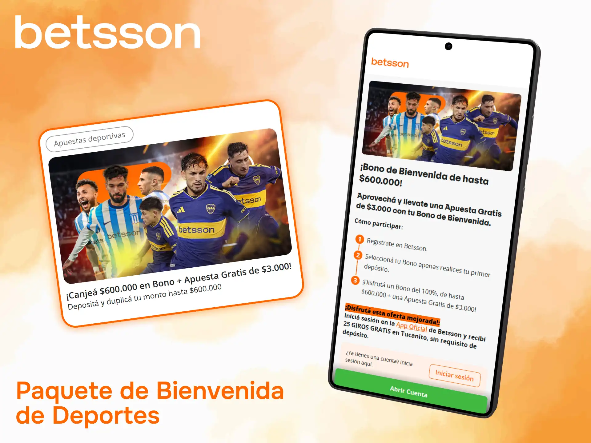 Descubre el paquete de bienvenida deportivo dentro de la App Betsson.