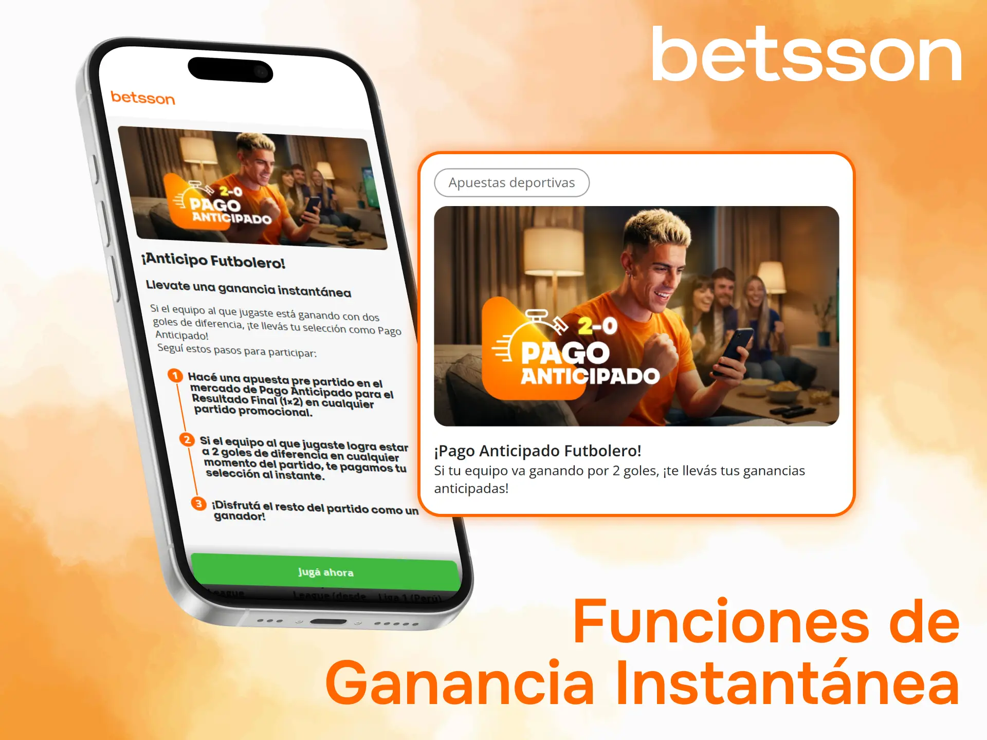 Explora las funciones de ganancia instantánea disponibles en Betsson móvil.