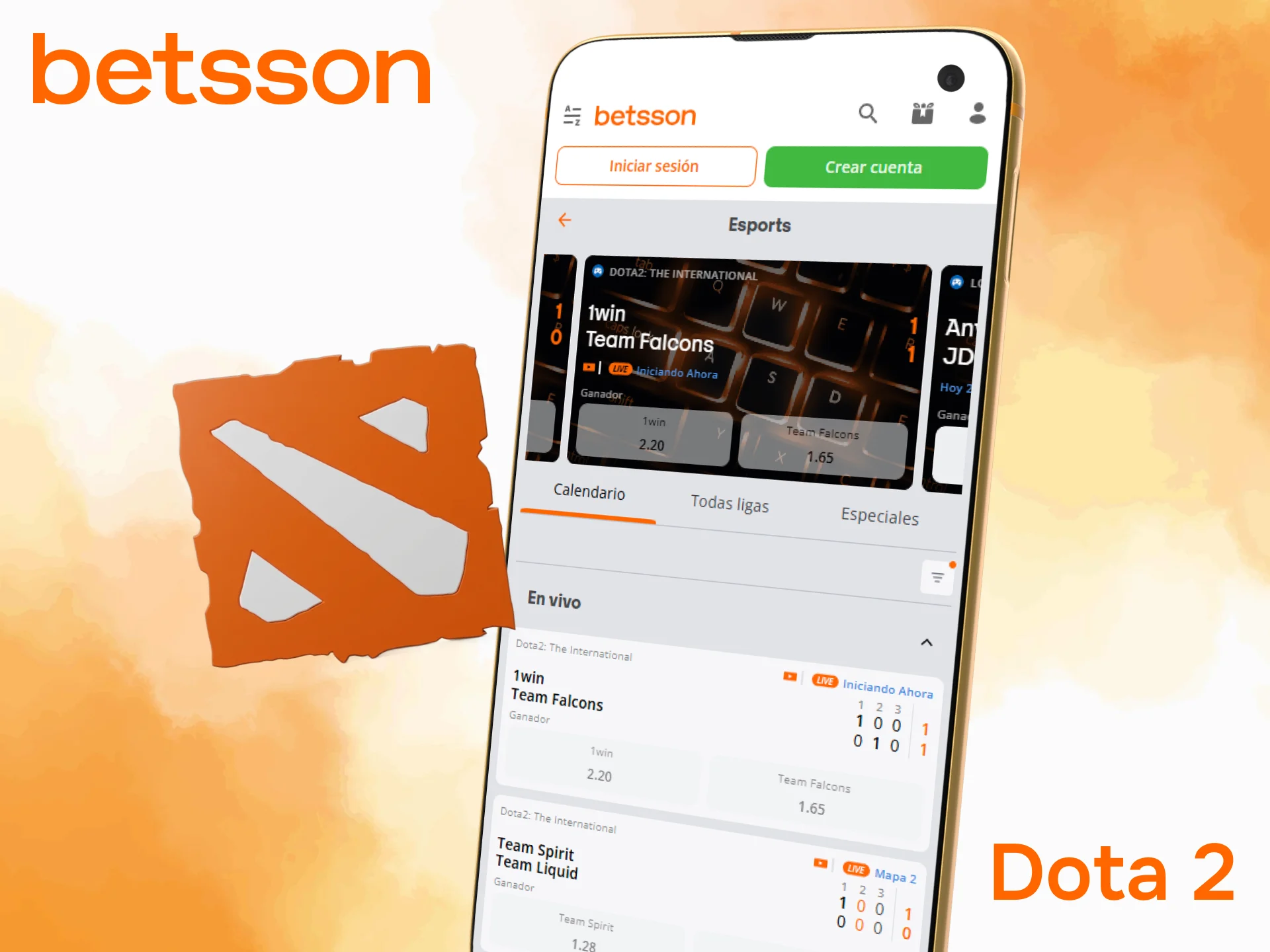 Explora eventos de Dota 2 y apuesta mediante la aplicación Betsson.