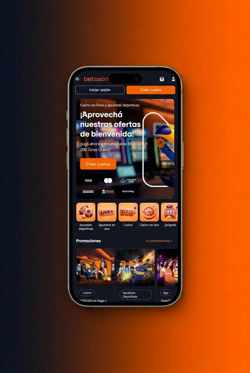 Pantalla de la app Betsson con apuestas de básquetbol en vivo disponible para Android e iOS en Argentina