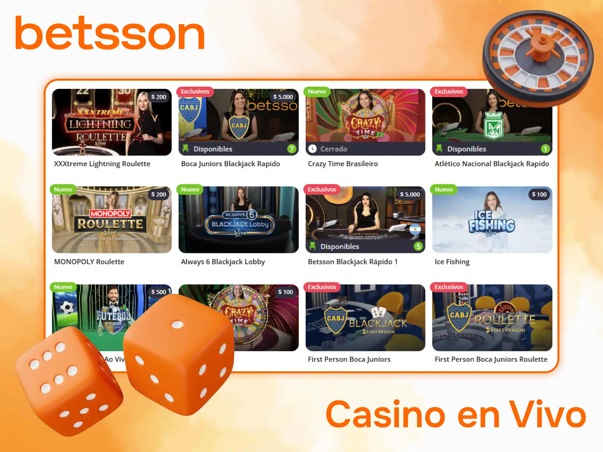 Disfruta el casino en vivo de Betsson con crupieres reales.