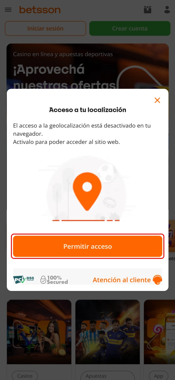 Permite a Betsson acceder a tu ubicación para ofrecerte servicios adecuados.